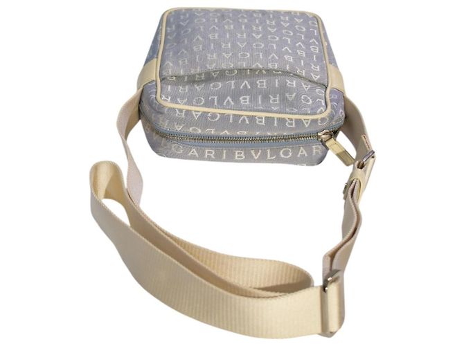 Bulgari Borsa a tracolla Bvlgari Logo Mania Canvas Blu Beige - vista 8