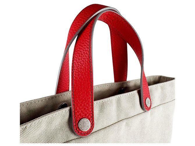Hermès Hermes Petit H Sac de Toile Handbag Rosso - vista 10