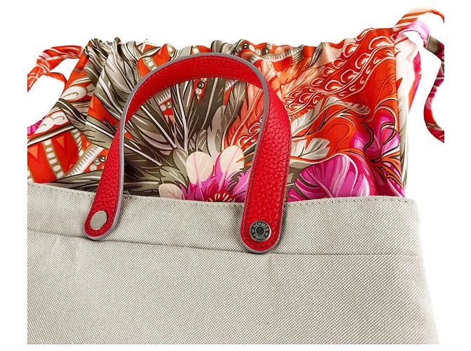 Hermès Hermes Petit H Sac de Toile Handbag Rosso - vista 11