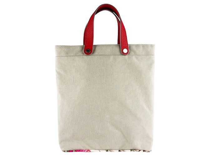 Hermès Hermes Petit H Sac de Toile Handbag Rosso - vista 3