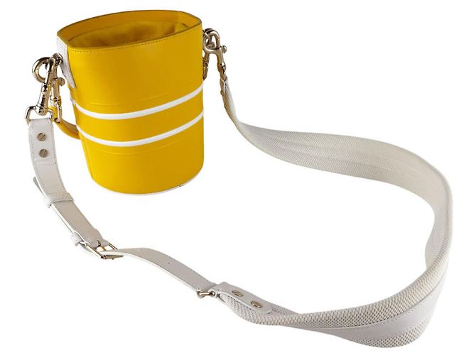 Borsa a tracolla a secchiello Christian Dior Vibe Bianco Giallo - vista 10