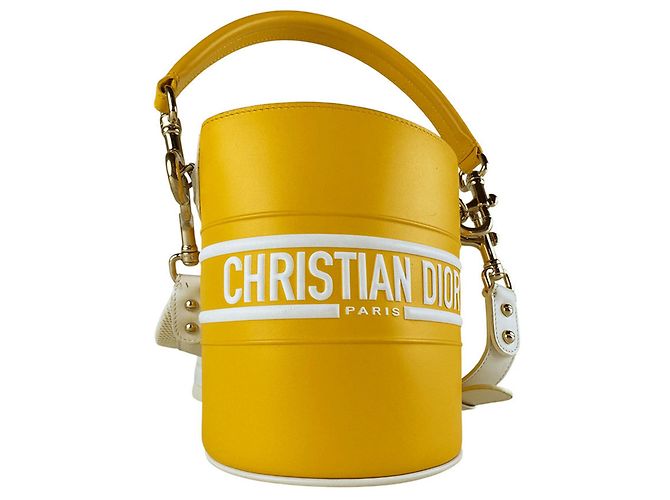 Borsa a tracolla a secchiello Christian Dior Vibe Bianco Giallo - vista 13