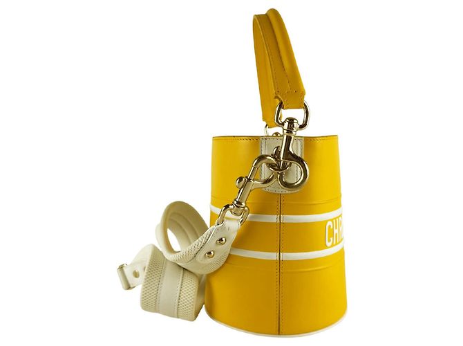 Borsa a tracolla a secchiello Christian Dior Vibe Bianco Giallo - vista 2