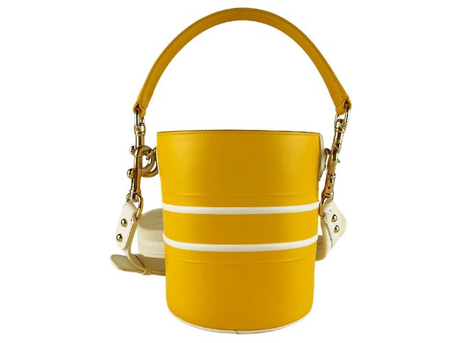 Borsa a tracolla a secchiello Christian Dior Vibe Bianco Giallo - vista 3