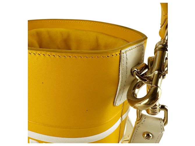 Borsa a tracolla a secchiello Christian Dior Vibe Bianco Giallo - vista 6