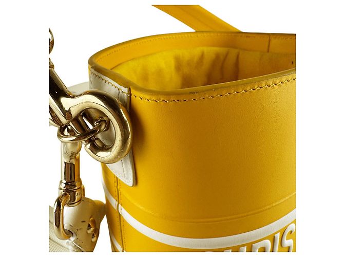 Borsa a tracolla a secchiello Christian Dior Vibe Bianco Giallo - vista 7