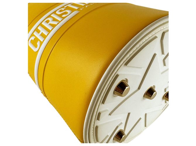 Borsa a tracolla a secchiello Christian Dior Vibe Bianco Giallo - vista 9