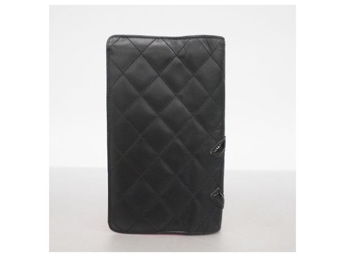 Cartera larga de cordero Cambon Chanel Negro Rosa - vista 10