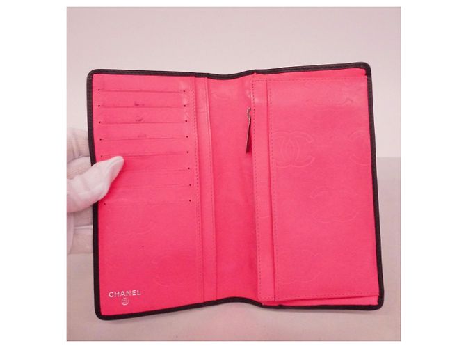 Cartera larga de cordero Cambon Chanel Negro Rosa - vista 3