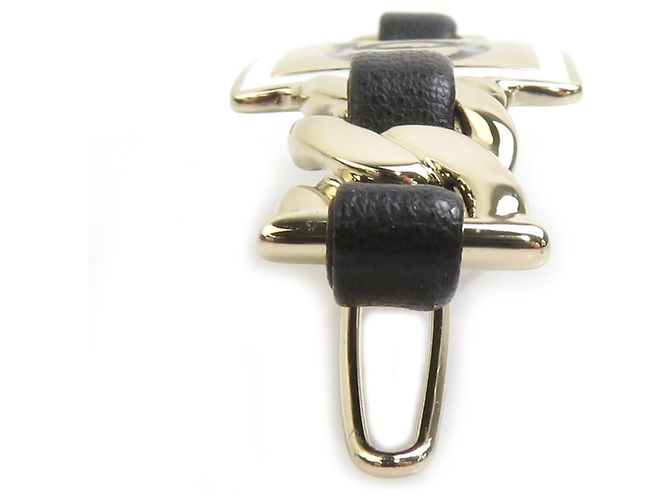 Pinza para el pelo Chanel con logo Coco Negro Blanco Dorado - vista 4