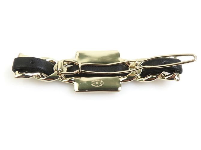 Pinza para el pelo Chanel con logo Coco Negro Blanco Dorado - vista 6