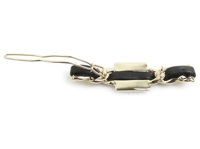 Pinza para el pelo Chanel con logo Coco Negro Blanco Dorado - vista 7