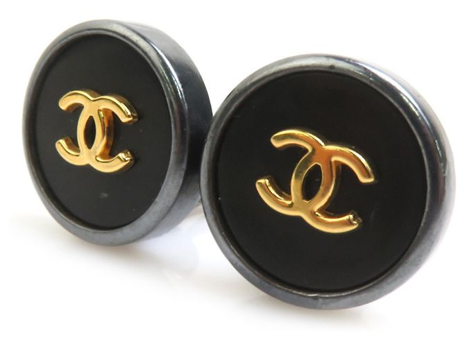 Chanel Coco Mark Clip-Ohrringe Schwarz Golden Metallisch - Ansicht 2