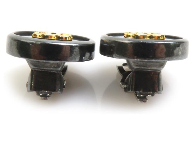 Chanel Coco Mark Clip-Ohrringe Schwarz Golden Metallisch - Ansicht 4
