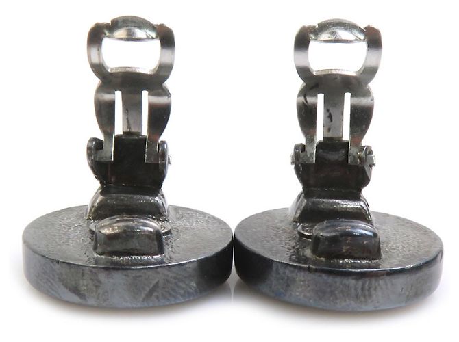 Chanel Coco Mark Clip-Ohrringe Schwarz Golden Metallisch - Ansicht 6