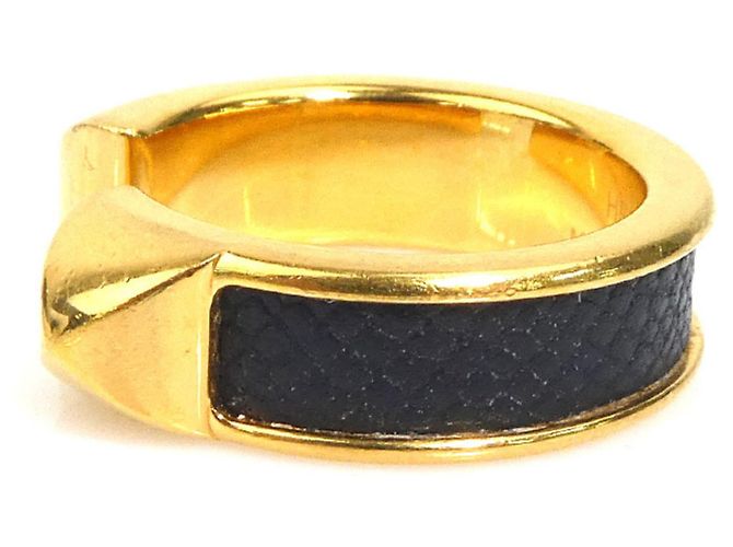 Hermès Hermes Athena Double Clou Band Ring Black Golden - view 2