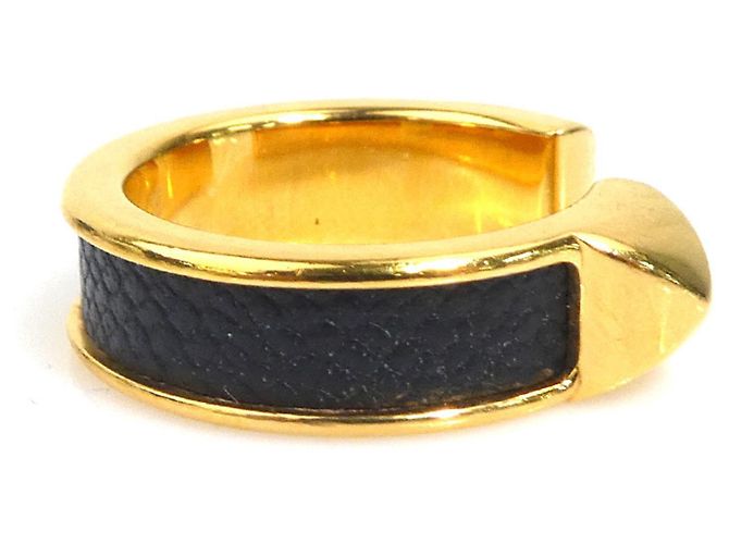 Hermès Hermes Athena Double Clou Band Ring Black Golden - view 4