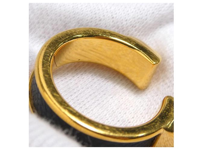 Hermès Hermes Athena Double Clou Band Ring Black Golden - view 6