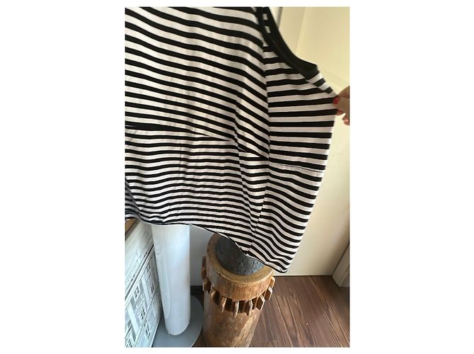 Munthe Plus Simonsen Camiseta a rayas con detalles de tul Negro Blanco - vista 10