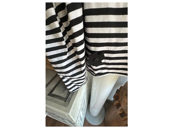 Munthe Plus Simonsen Camiseta a rayas con detalles de tul Negro Blanco - vista 5