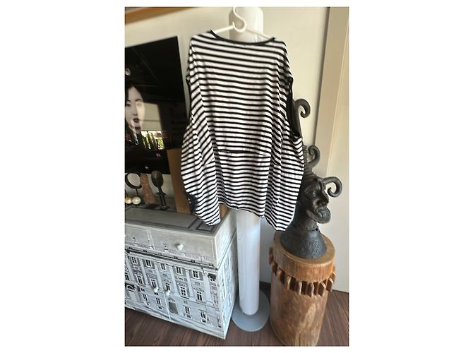 Munthe Plus Simonsen Camiseta a rayas con detalles de tul Negro Blanco - vista 6