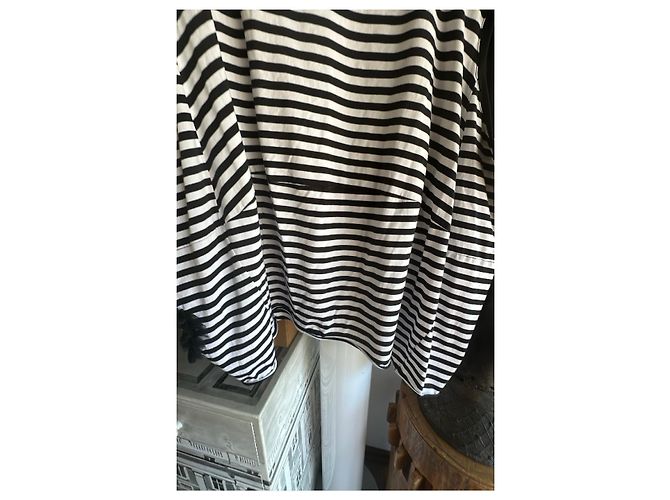 Munthe Plus Simonsen Camiseta a rayas con detalles de tul Negro Blanco - vista 7