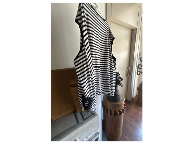 Munthe Plus Simonsen Camiseta a rayas con detalles de tul Negro Blanco - vista 9