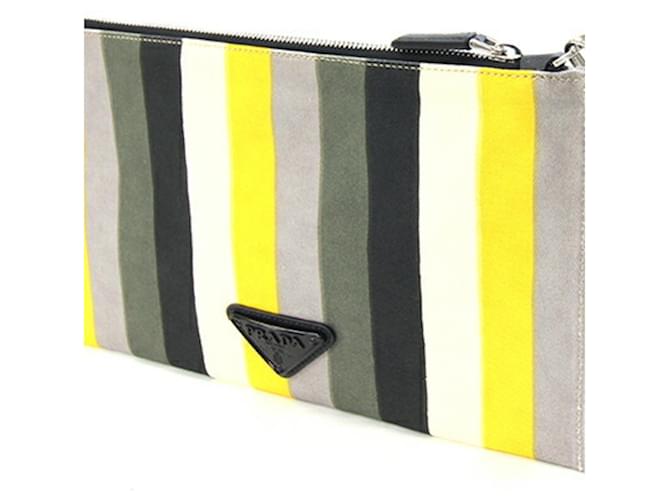 Clutch in tela multicolore e pelle Prada - vista 2