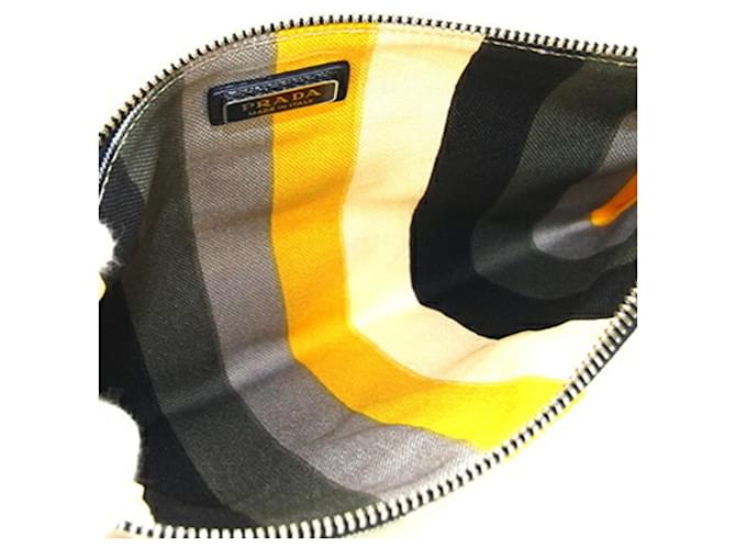 Clutch in tela multicolore e pelle Prada - vista 4
