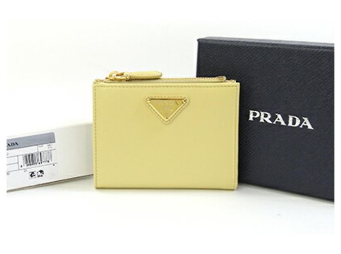 Cartera bi-fold Prada de cuero amarilla Amarillo - vista 6