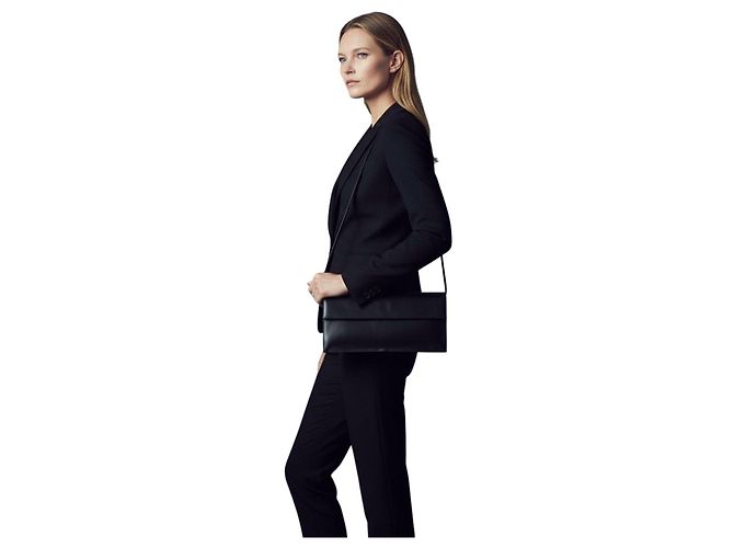 Hobbs Clutch a Bustina in Pelle Nera Nero - vista 2