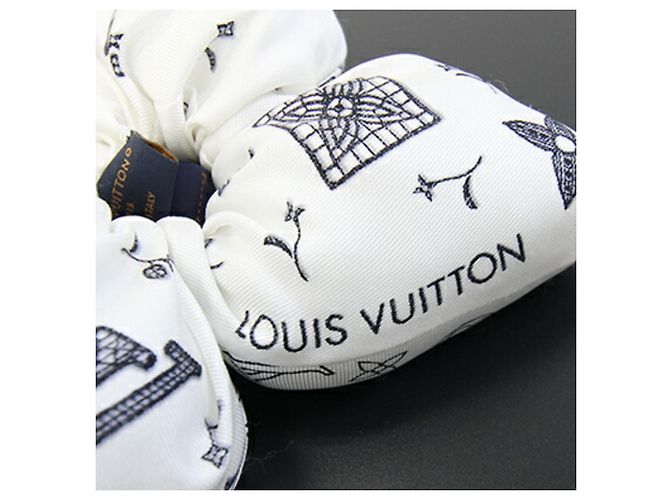 Scrunchie Louis Vuitton Fleur Piqué Bianco - vista 3