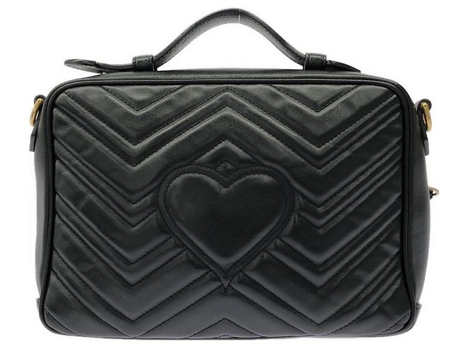 Borsa a tracolla Gucci GG Marmont in pelle nera Nero - vista 2