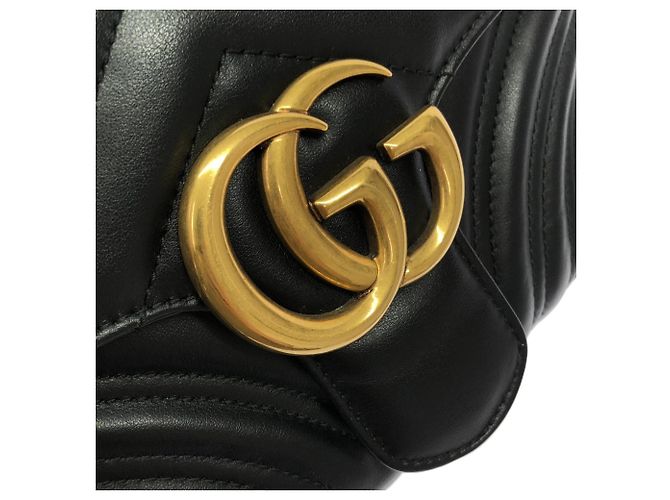 Borsa a tracolla Gucci GG Marmont in pelle nera Nero - vista 5