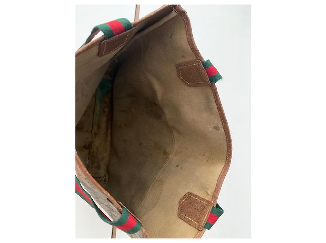 Borsa Tote Gucci GG Supreme Marrone Rosso Beige Verde - vista 10