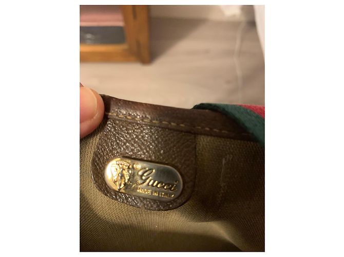Borsa Tote Gucci GG Supreme Marrone Rosso Beige Verde - vista 5