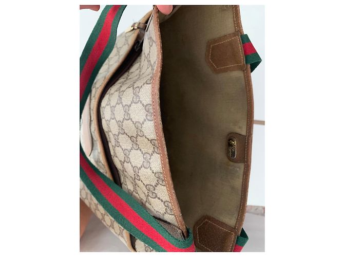Borsa Tote Gucci GG Supreme Marrone Rosso Beige Verde - vista 8