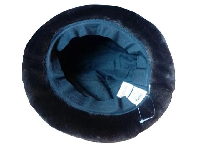 Moschino Cheap and Chic Kunstpelz Fedora Hut Braun - Ansicht 4