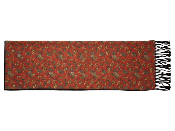 Burberry Sciarpa in Seta e Cashmere Paisley Reversibile Nero Rosso Multicolore - vista 4