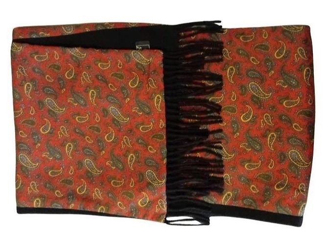 Burberry Sciarpa in Seta e Cashmere Paisley Reversibile Nero Rosso Multicolore - vista 5