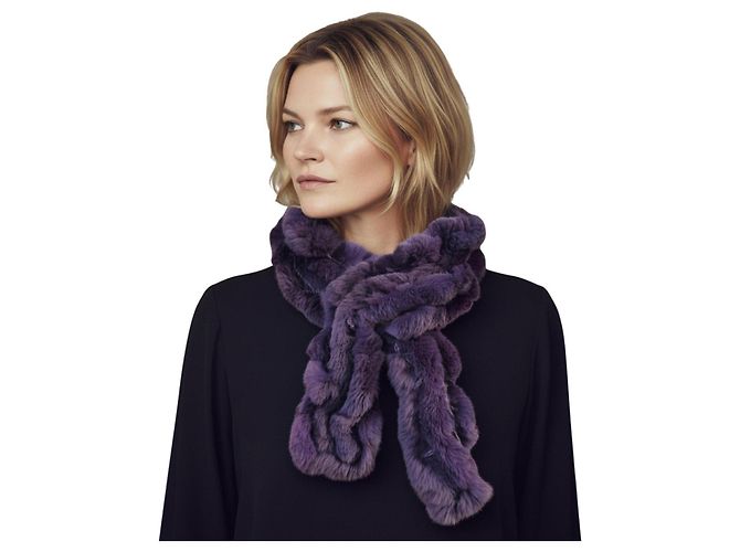 Giorgio Armani Sciarpa in pelliccia di coniglio viola Porpora - vista 2