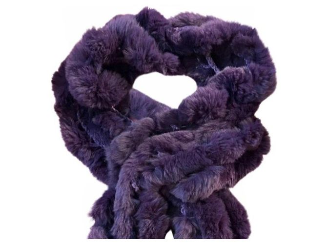 Giorgio Armani Sciarpa in pelliccia di coniglio viola Porpora - vista 4