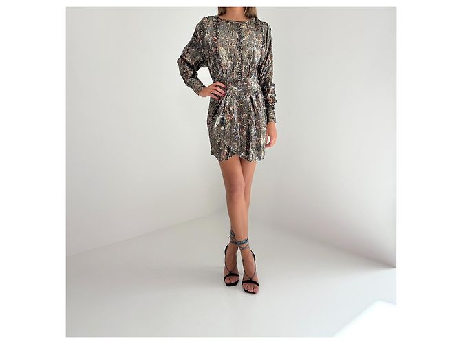 Vestido mini de lamé de mezcla de seda estampado Moseny de IRO Negro Metálico - vista 2