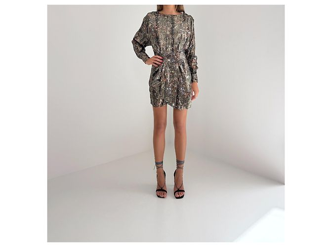 Vestido mini de lamé de mezcla de seda estampado Moseny de IRO Negro Metálico - vista 5