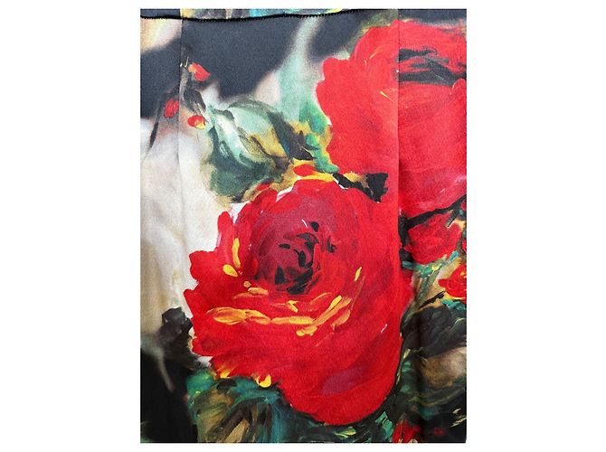 Dolce & Gabbana Midikleid mit rotem Blumenmuster Schwarz Weiß - Ansicht 3