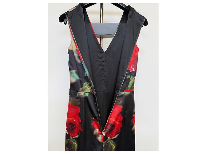 Dolce & Gabbana Midikleid mit rotem Blumenmuster Schwarz Weiß - Ansicht 5