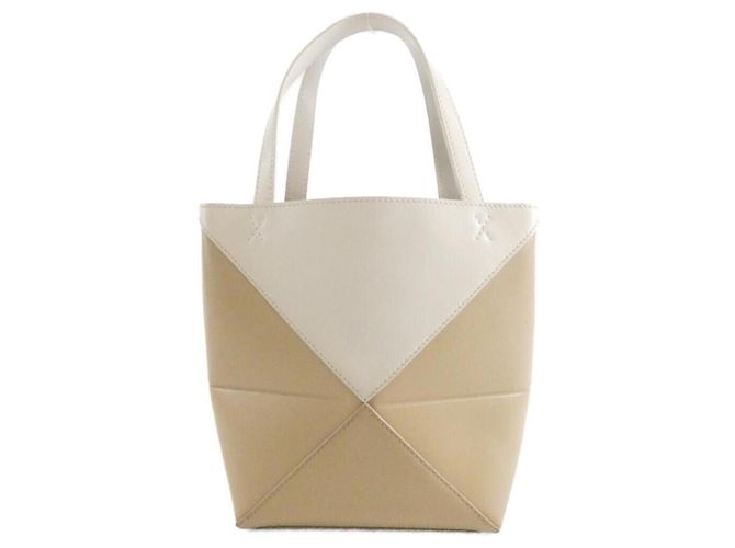 Loewe Puzzle Fold Mini Tote Weiß Beige - Ansicht 2