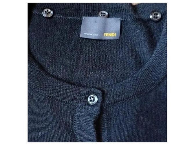 Fendi Abito Cardigan Nero con Bottoni Decorati - vista 3