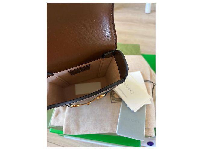Gucci Horsebit 1955 Mini Borsa GG Supreme & Pelle Marrone - vista 4