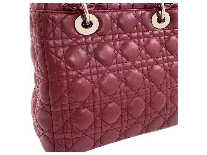 Borsa 2-Way Christian Dior Lady in pelle di vitello rossa Rosso - vista 13